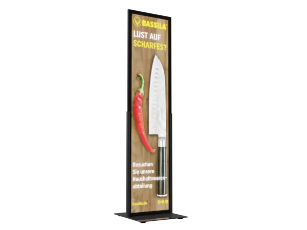 LED-Kundenstopper KS15 mit LED-Leuchtrahmen und Aufständerung für Werbung und Hinweise, von DWD Concepts