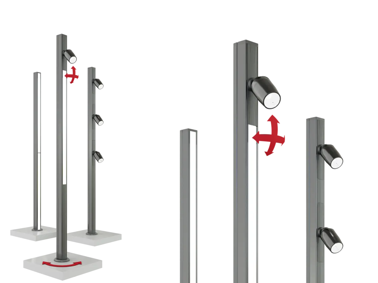 Illustration der INWI Micro LED-Komponenten in aufgeständerten Varianten – innovative Verbindungstechnologie von DWD Concepts