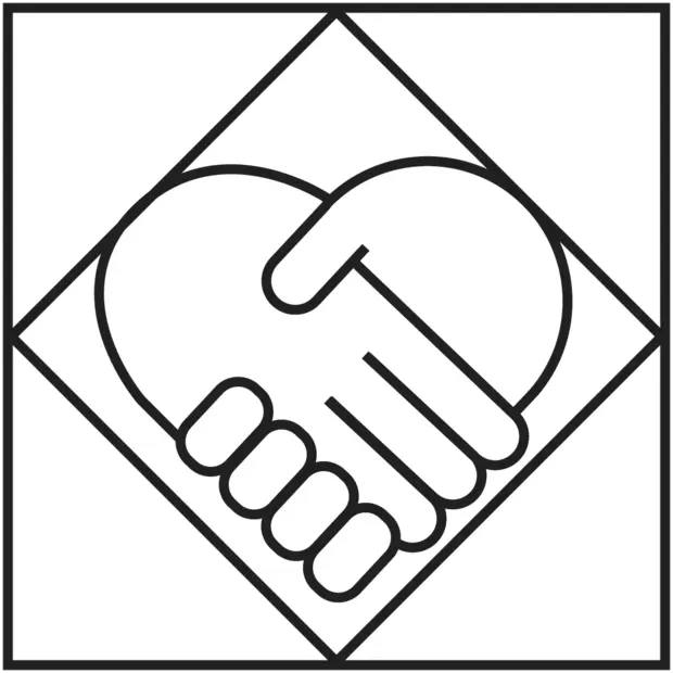 Icon von zwei Händen, die sich zum Handschlag treffen – Symbol für Vertrauen, Partnerschaft und erfolgreiche Zusammenarbeit.