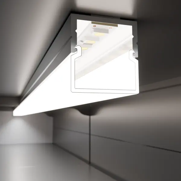 Einbausituation der LED-Lichtleiste CALLU L – Aufbau am Metallfachboden – Lichtsystem von DWD Concepts