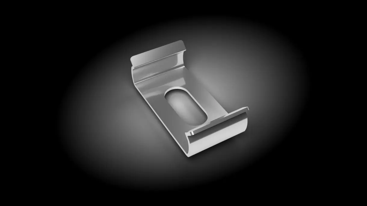 Anschraubbarer Clip zur Befestigung der LED-Lichtleiste CALLU MDC an Holzfachböden – stabile Montagelösung von DWD Concepts