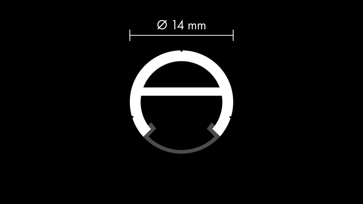Querschnittszeichnung der LED-Lichtleiste GALLERY mit Abmessungen – technische Darstellung von DWD Concepts
